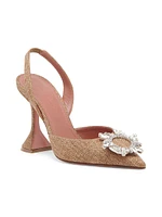 Begum 95MM Canvas & Crystal-Adorned Slingback Pumps