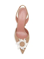 Begum 95MM Canvas & Crystal-Adorned Slingback Pumps