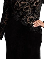 Plus Lace & Velvet Gown