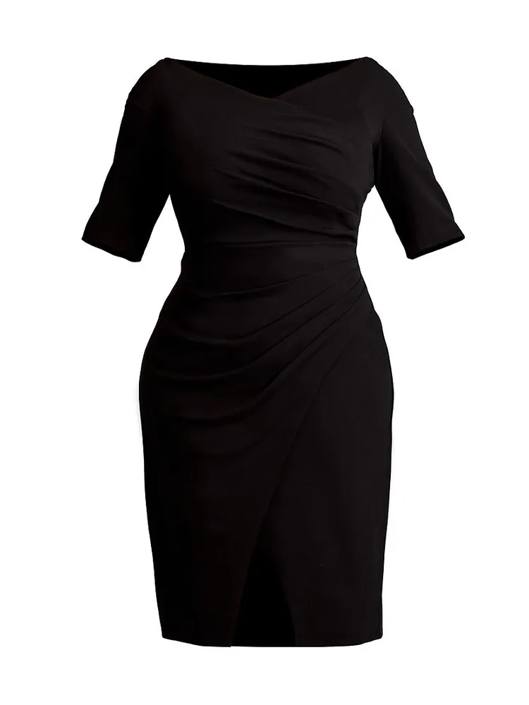 Plus Ruched Crepe Bodycon Dress