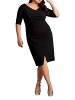 Plus Ruched Crepe Bodycon Dress