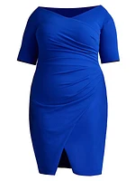 Plus Ruched Crepe Bodycon Dress