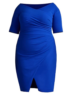 Plus Ruched Crepe Bodycon Dress