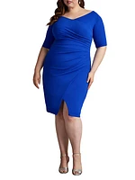 Plus Ruched Crepe Bodycon Dress