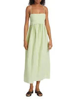 Bow-Back Pleated Maxi Dress