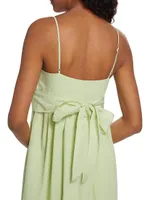 Bow-Back Pleated Maxi Dress