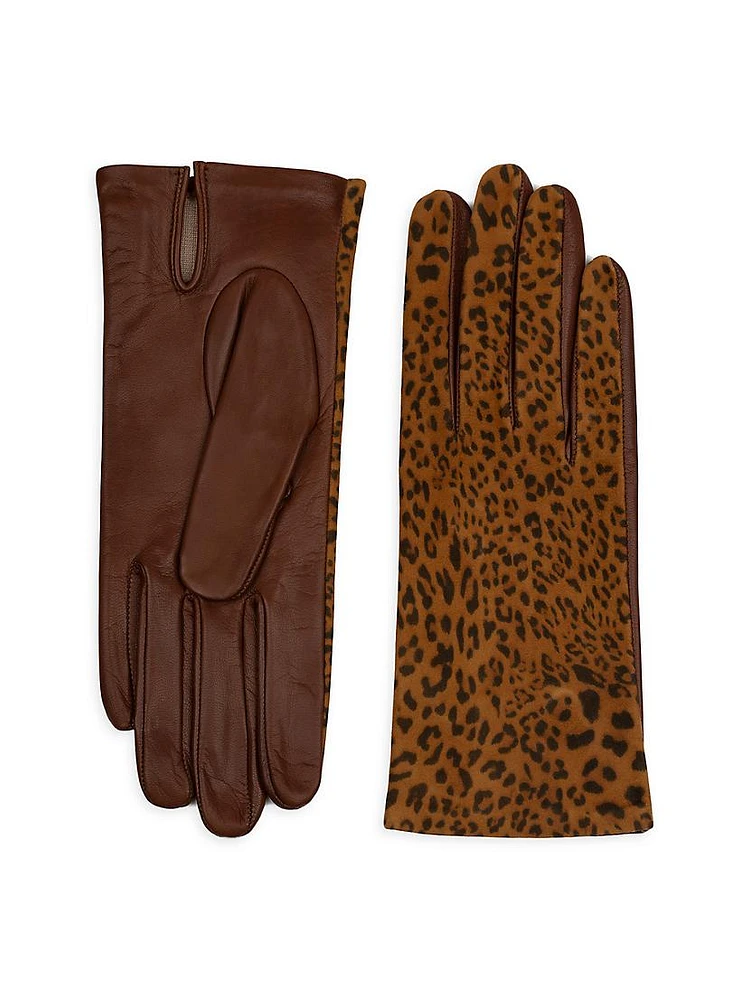 Talian Leopard Suede Gloves