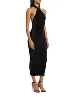 Klum Plissé Slip Midi-Dress