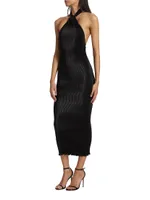 Klum Plissé Slip Midi-Dress