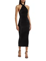 Klum Plissé Slip Midi-Dress