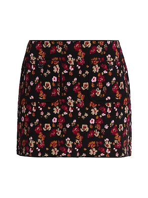 Cashmere-Blend Floral Miniskirt