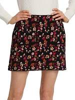 Cashmere-Blend Floral Miniskirt