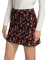 Cashmere-Blend Floral Miniskirt