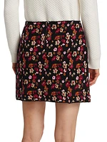 Cashmere-Blend Floral Miniskirt