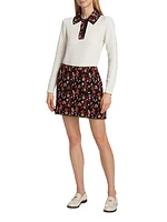 Cashmere-Blend Floral Miniskirt