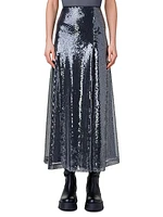 Paillette-Embroidered Midi-Skirt