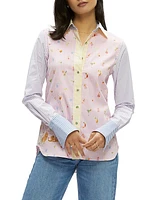 Priscilla Colorblocked Stripe Stretch Cotton Shirt