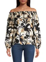 Selena Floral Hammered Satin Blouse