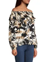 Selena Floral Hammered Satin Blouse