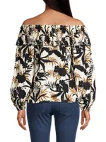 Selena Floral Hammered Satin Blouse