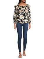 Selena Floral Hammered Satin Blouse