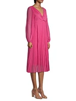 Kelsie Pleated Crepe Chiffon Midi-Dress