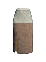 Slit Rib-Knit Midi-Skirt