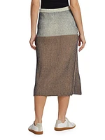 Slit Rib-Knit Midi-Skirt