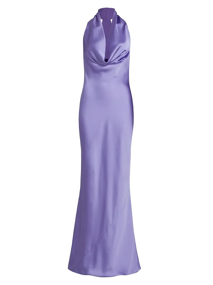 Bias-Cut Satin Halter Gown