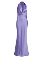 Bias-Cut Satin Halter Gown