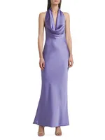 Bias-Cut Satin Halter Gown