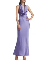 Bias-Cut Satin Halter Gown