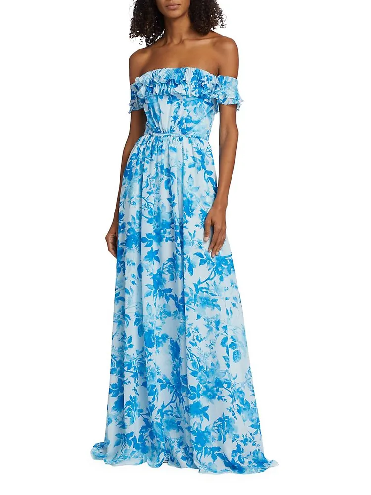 Adeline Floral Chiffon Maxi Dress