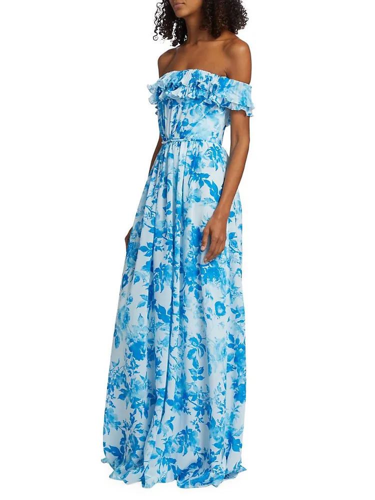 Adeline Floral Chiffon Maxi Dress