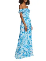 Adeline Floral Chiffon Maxi Dress