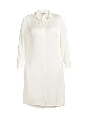 Statement Tunic-Length Button-Front Shirt