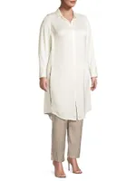 Statement Tunic-Length Button-Front Shirt