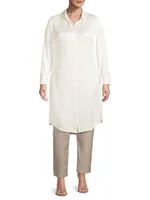 Statement Tunic-Length Button-Front Shirt