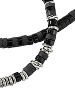 Thailand Sterling Silver & Black Onyx Heishi Beaded Necklace