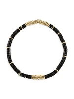 Thailand 14K Gold & Black Onyx Heishi Beaded Bracelet