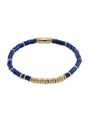 Thailand 14K Gold & Lapis Lazuli Heishi Beaded Bracelet