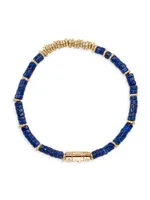 Thailand 14K Gold & Lapis Lazuli Heishi Beaded Bracelet