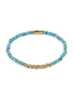 Thailand 14K Gold & Treated Turquoise Heishi Beaded Bracelet