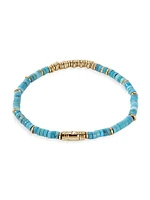 Thailand 14K Gold & Treated Turquoise Heishi Beaded Bracelet