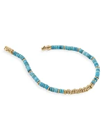 Thailand 14K Gold & Treated Turquoise Heishi Beaded Bracelet