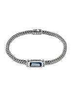 Thailand Sterling Silver & Blue Topaz Station Bracelet