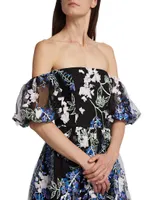 Floral Off-The-Shoulder Midi-Dress