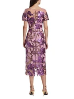 Floral Sequin Sheath Midi-Dress