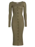 Ribbed Cardigan Midi-Dress