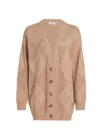 Pointelle-Knit Argyle Cardigan